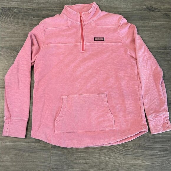 Vineyard Vines Tops - Vineyard Vines Sweatshirt Womens M Pink 1/4 Zip Kangaroo Pocket Logo Pullover